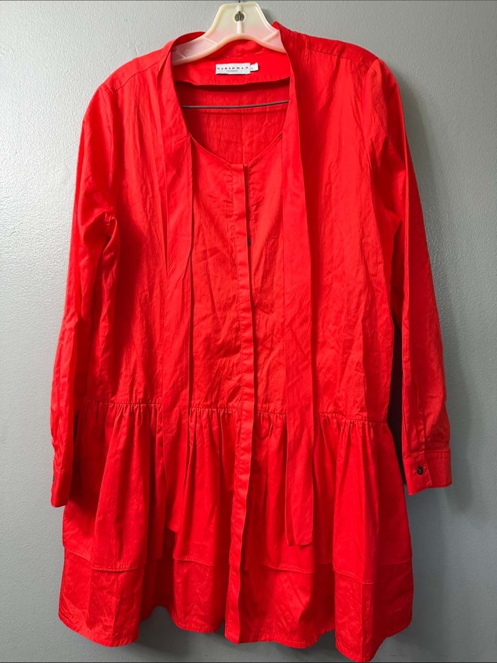 Harshman Laverne Coral Dress 100% Cotton Large